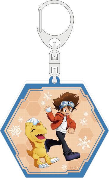 Digimon Glitter Acrylic Keychain - Taichi Yagami & Agumon