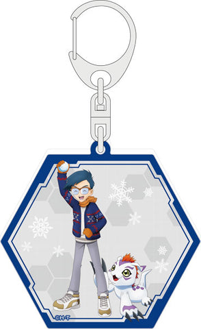Digimon Glitter Acrylic Keychain - Joe Kido & Gomamon