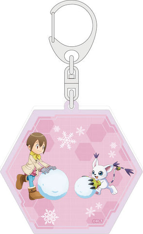 Digimon Glitter Acrylic Keychain - Hikari Yagami & Tailmon